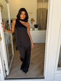 Dahlia Satin One Shoulder Top Black - Fate & Becker