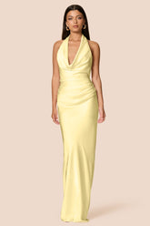 Penelope Drape Gown Lemon - Nookie