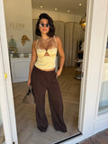 Arla Wide Leg Pants Chocolate - Runaway The Label