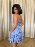 Tabitha Bustier Ruffle Mini Dress Bluebell - Runaway the Label