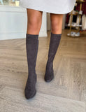 Timothie Choc Stretch Microsuede Knee High Boots - Django & Juliette