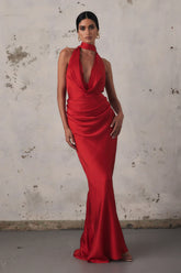 Penelope Drape Gown Cherry - Nookie