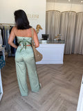 Milani Relaxed Satin Pants sage geo - Runaway The Label