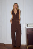 Arla Wide Leg Pants Chocolate - Runaway The Label