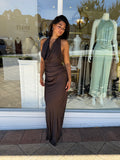 Penelope Drape Gown chocolate - Nookie