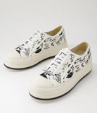 Genesiss Off White Black Print Fabric Shoes - Django & Juliette
