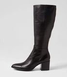 Zodiak Black Leather Knee High Boots - Django & Juliette