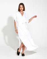 Heritage Linen Maxi Dress White - Fate & Becker