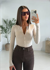 Cali Button Up Bodysuit - Marttini By Lana