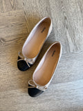 Belie Black Cream Patent Leather Ballet Flats - Mollini