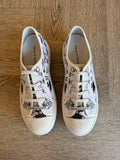 Genesiss Off White Black Print Fabric Shoes - Django & Juliette