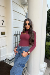 Tori Turtleneck Bodysuit Wine - Marttini By Lana