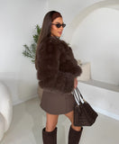 Faux Fur Crop Coat Espresso - Marttini By Lana