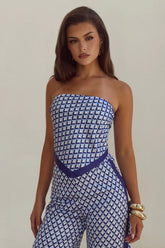 Milani Satin Scarf Top navy geo - Runaway