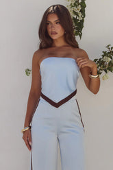 Tina Scarf Top Sky Blue/Chocolate - Runaway The Label