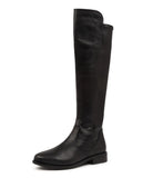 Sallies Black Stretch Leather Knee High Boots - Ziera