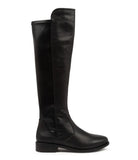 Sallies Black Stretch Leather Knee High Boots - Ziera
