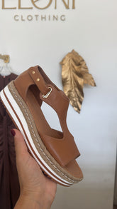 Ayers Dark Tan Leather Sandals - Django & Juliette