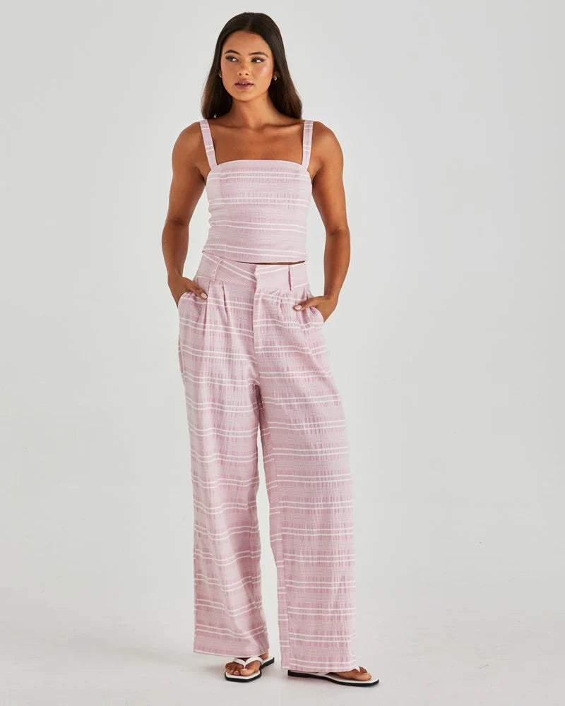 Lea Crop Top Pink Stripe - Sass