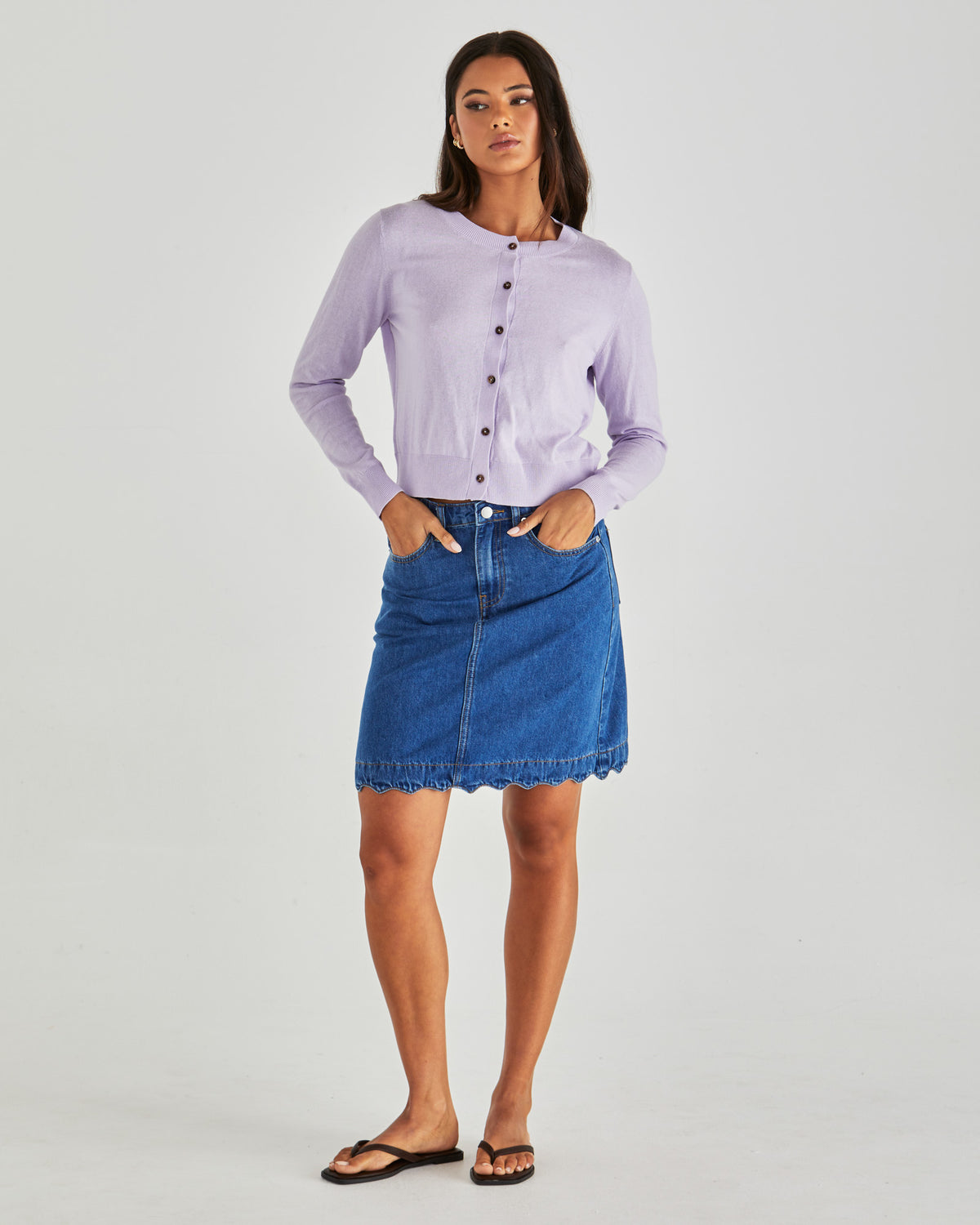 Vale Scalloped Denim Skirt - Sass