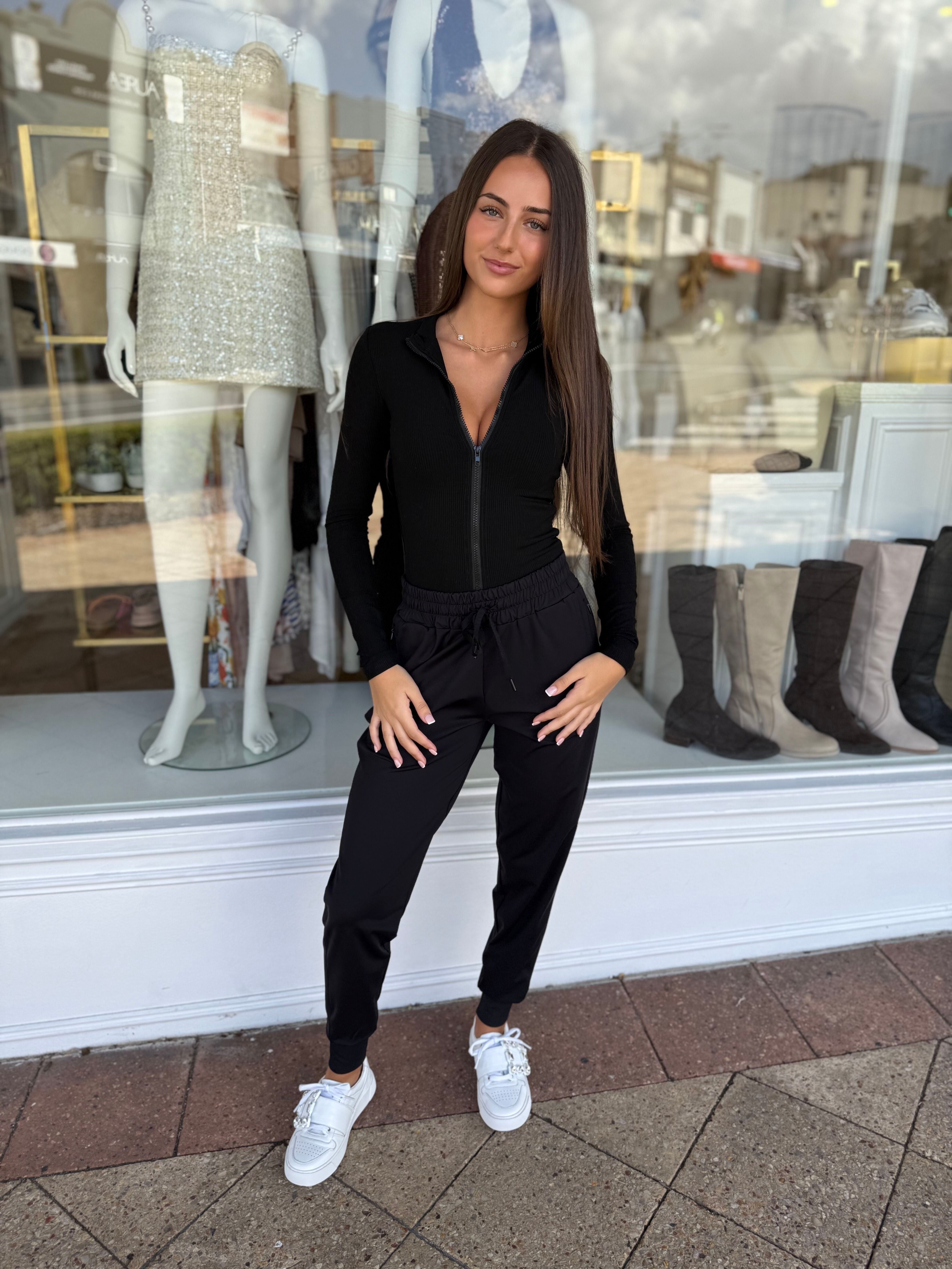 Ezra Zip Bodysuit Black - Marttini By Lana