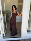 Tahlia Square Neck Maxi Dress Chocolate - Runaway the Label