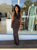 Penelope Drape Gown chocolate - Nookie