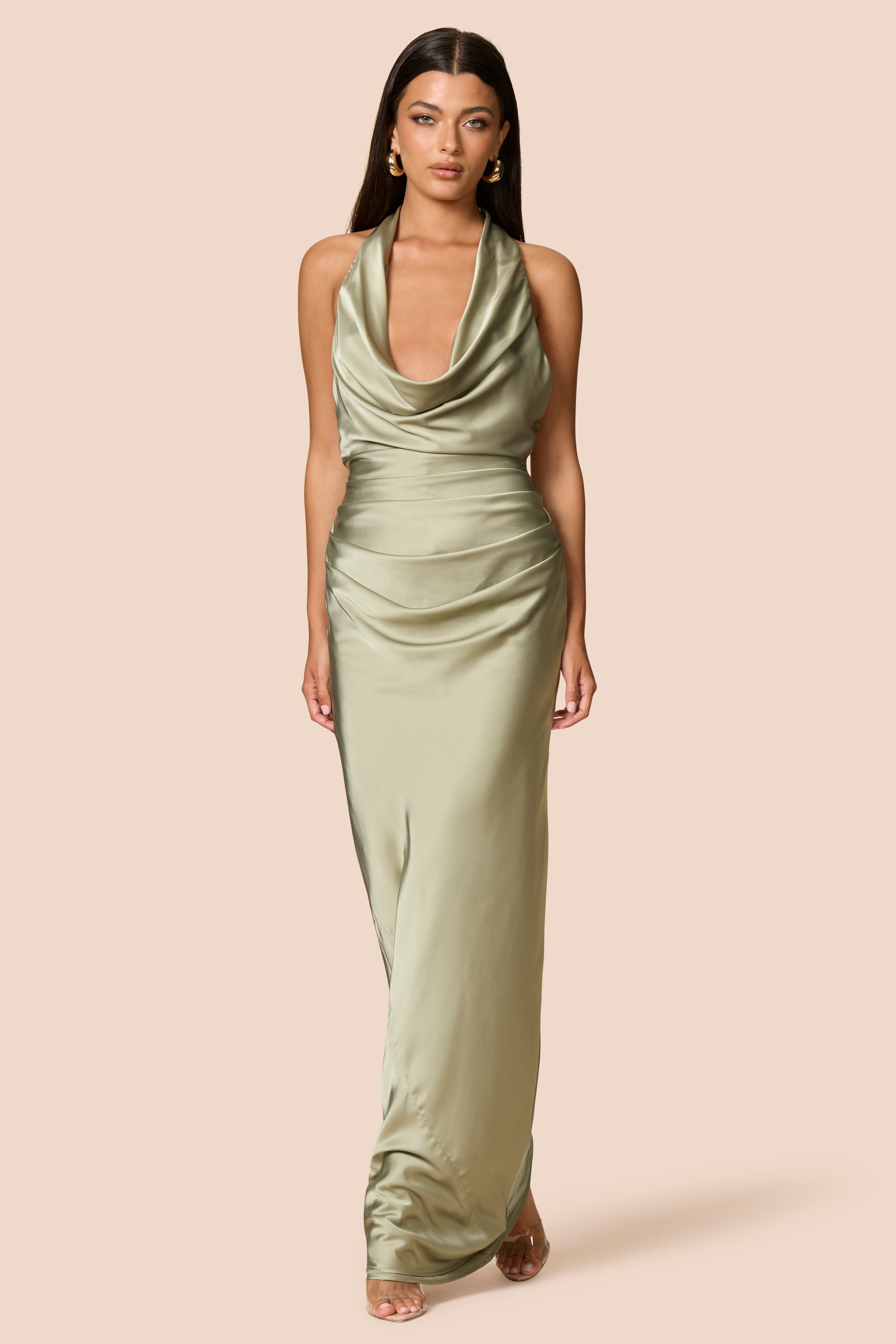 Penelope Drape Gown Thyme - Nookie