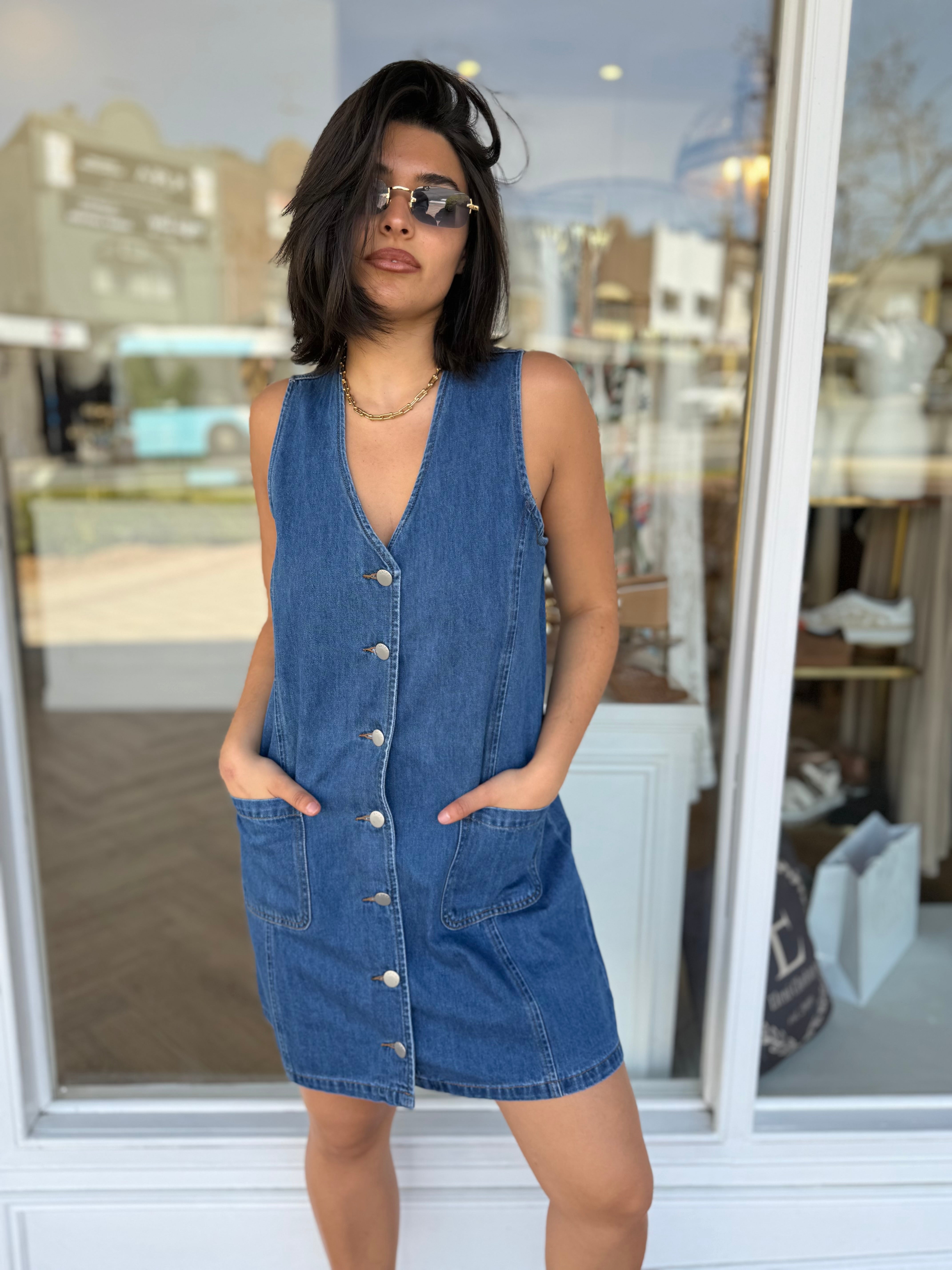 Sabine Denim Vest Dress - Sass