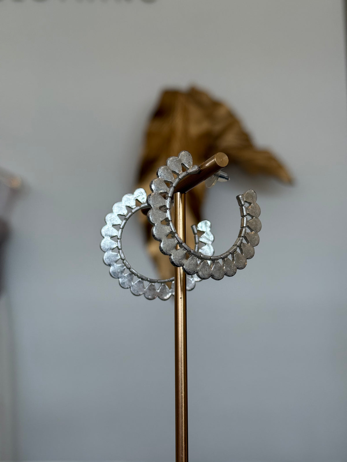 Silver Bloom Hoop Earrings