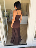 Tahlia Square Neck Maxi Dress Chocolate - Runaway the Label