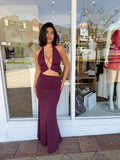 Lumia Halter Maxi Dress Plum - Runaway the Label