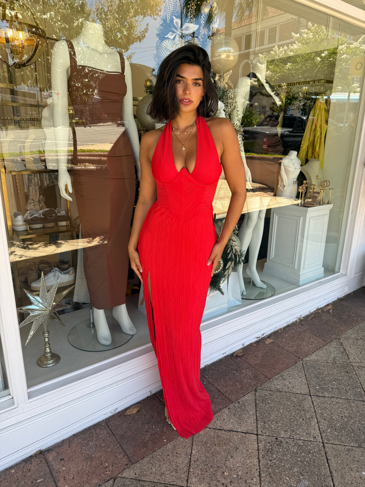 Belleza Gown Dress Cherry Belleza Gown Dress Cherry