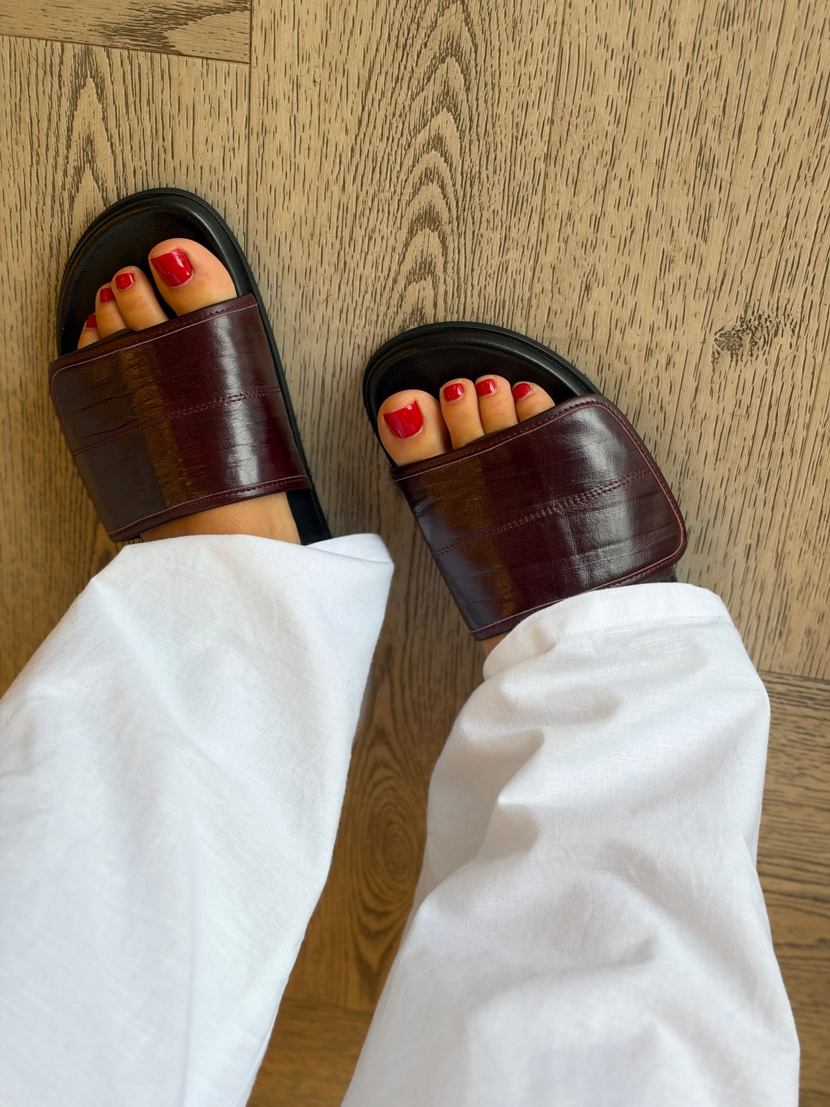 Hyobi Burgundy Embrosesed Leather Shoes - Mollini