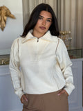 Esti Pointelle Zip Up Knit - Sass