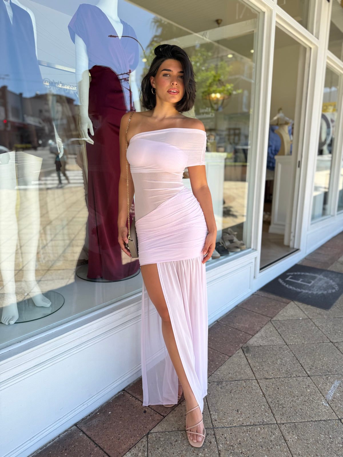 Sorelli One Shoulder Mini Dress Musk - Runaway the Label