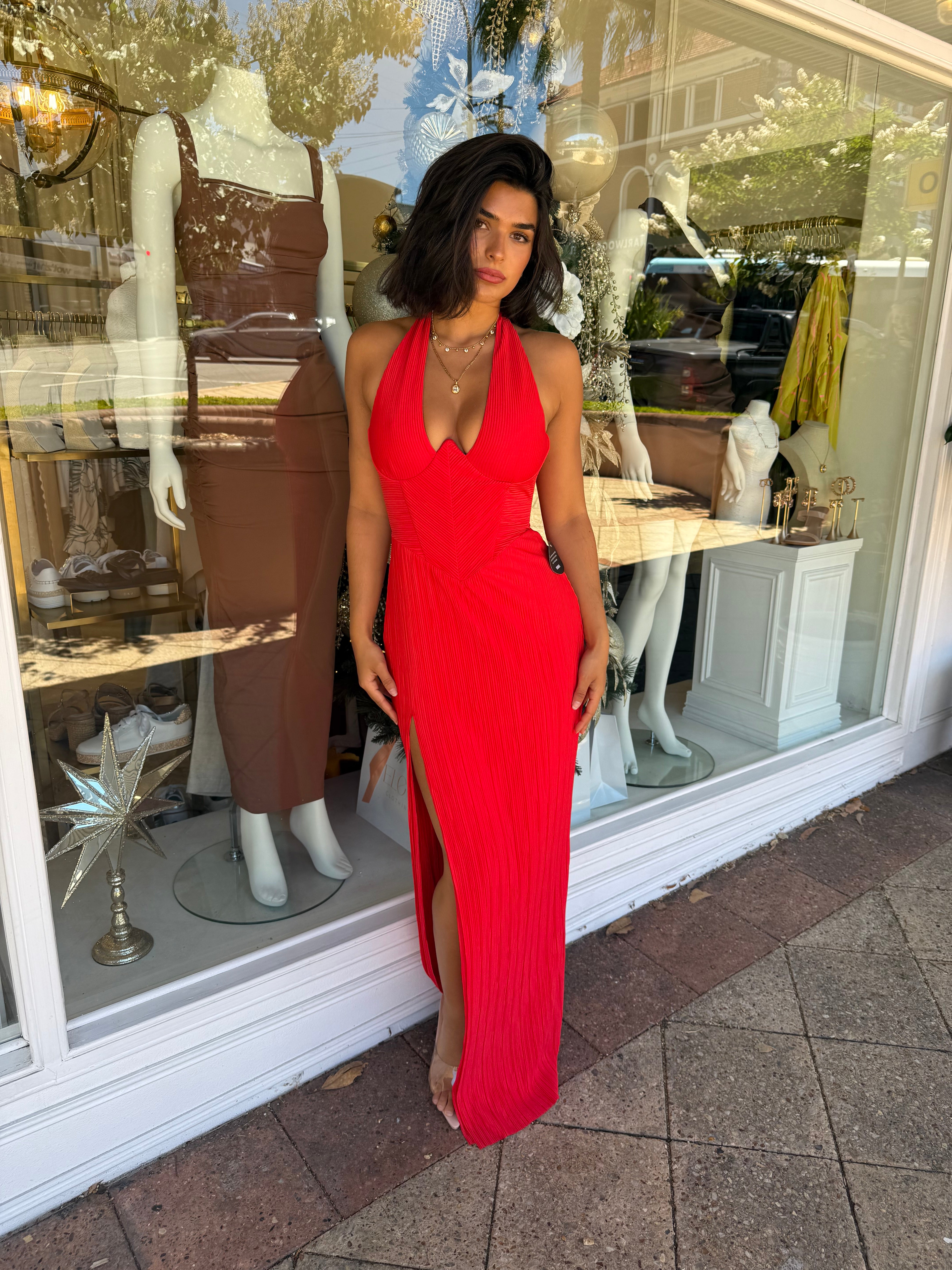 Belleza Gown Dress Cherry - Nookie Eleni Clothing Belleza Gown Dress Cherry - Nookie Eleni Clothing