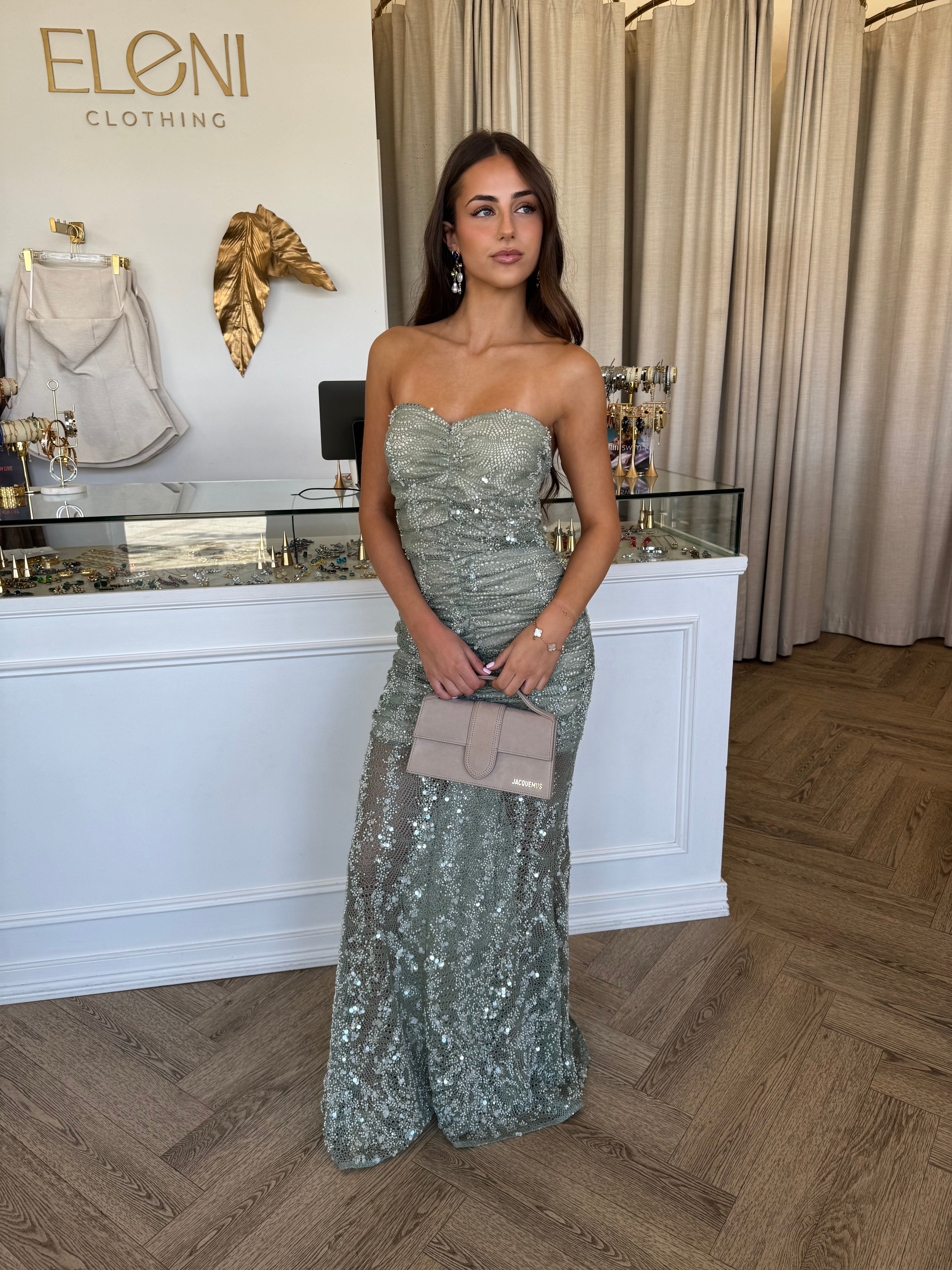 Alexandria Dress Sage- Elle Zeitoune Eleni Clothing Alexandria Dress Sage- Elle Zeitoune Eleni Clothing