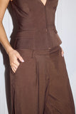 Arla Wide Leg Pants Chocolate - Runaway The Label