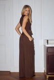 Arla Wide Leg Pants Chocolate - Runaway The Label