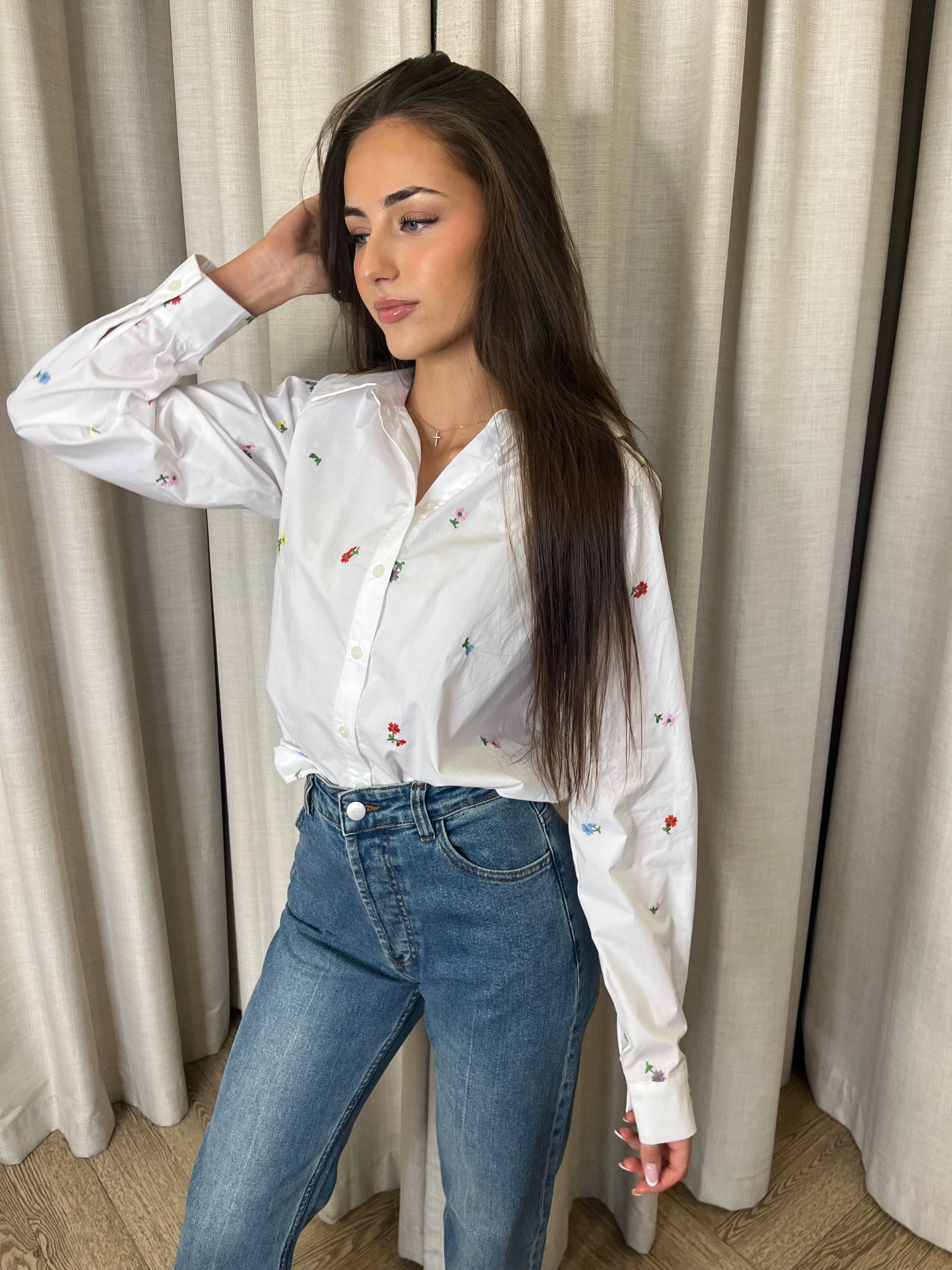 Floral Embroidered Shirt  - Betty Basics