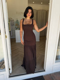 Tahlia Square Neck Maxi Dress Chocolate - Runaway the Label