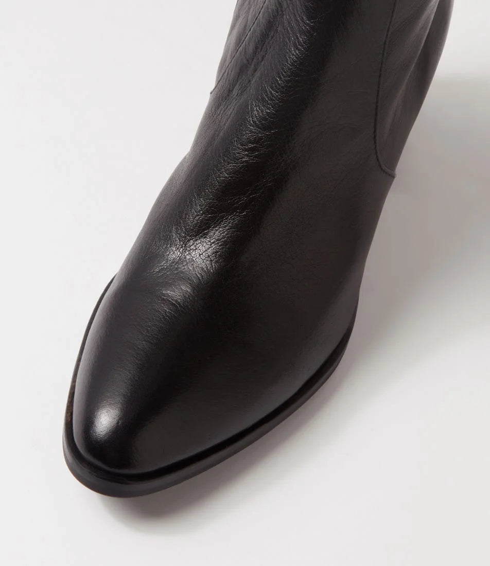 Zodiak Black Leather Knee High Boots - Django & Juliette