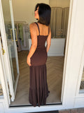 Tahlia Square Neck Maxi Dress Chocolate - Runaway the Label