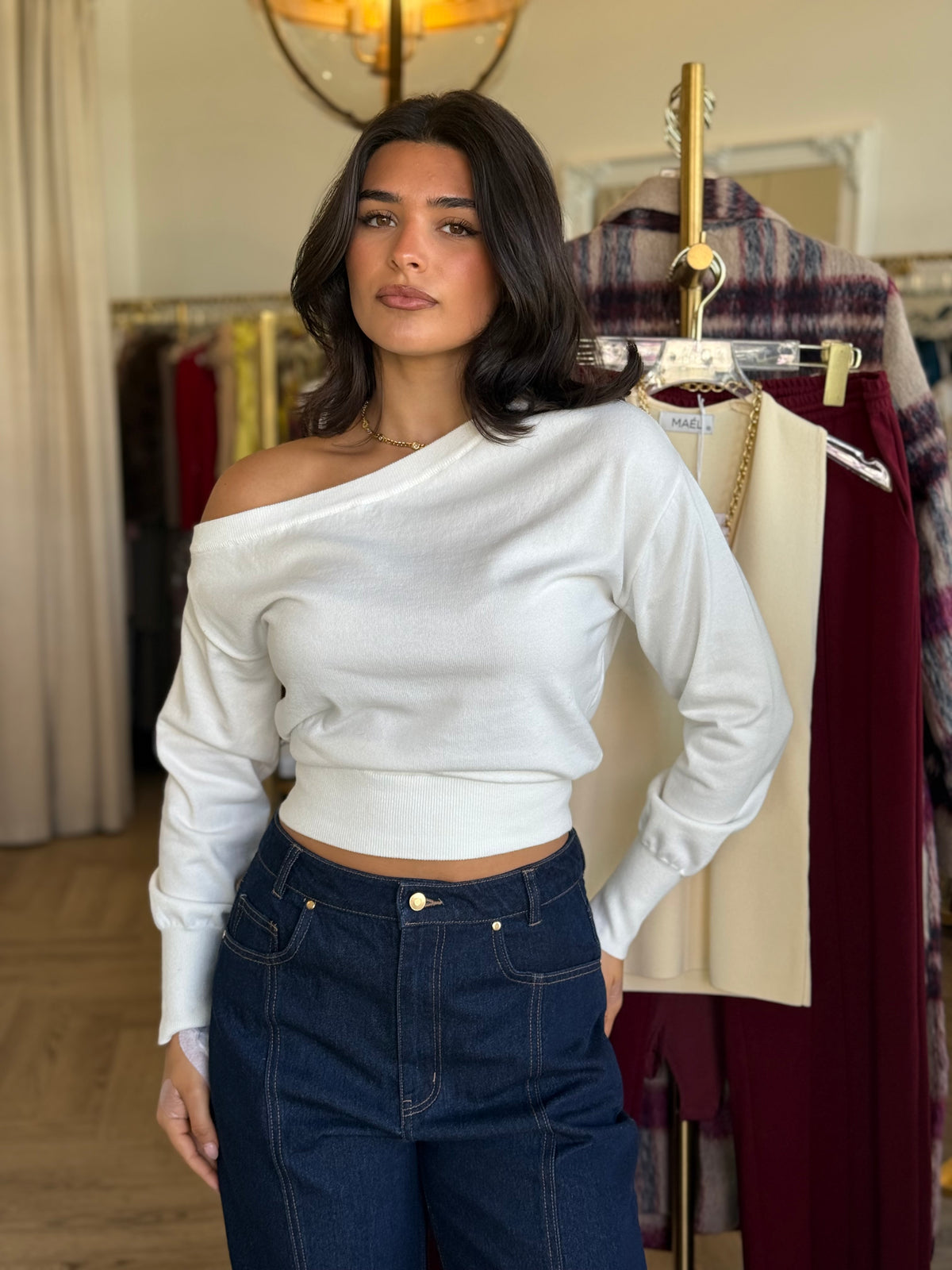Heather off shoulder knit - Runaway The Label