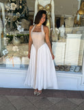 Sammi Midi Dress Sand/White - Runaway The Label