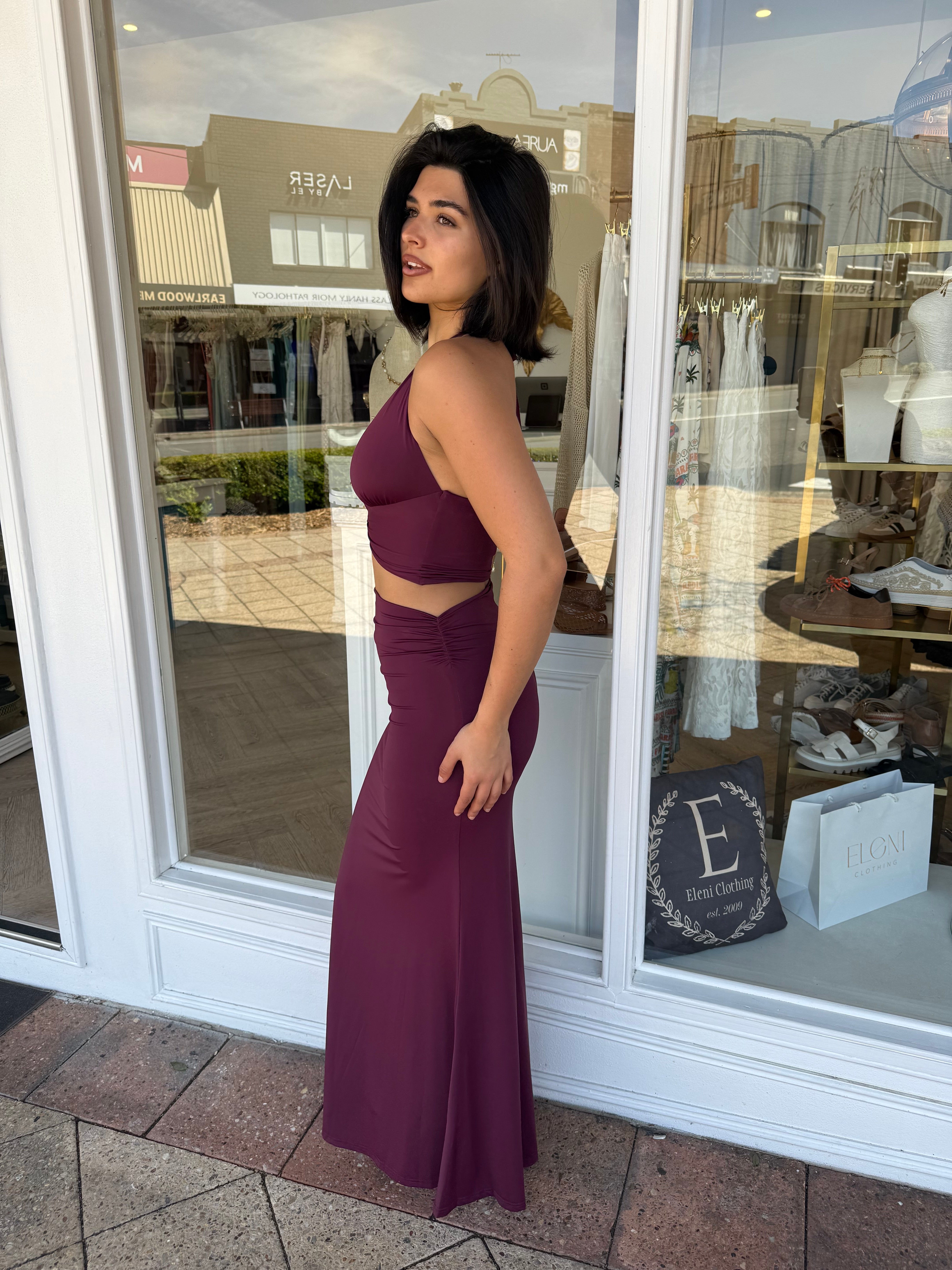 Lumia Halter Maxi Dress Plum - Runaway the Label