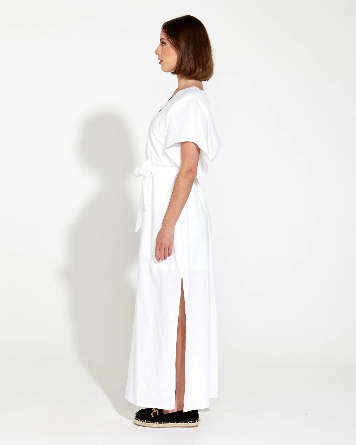 Heritage Linen Maxi Dress White - Fate & Becker