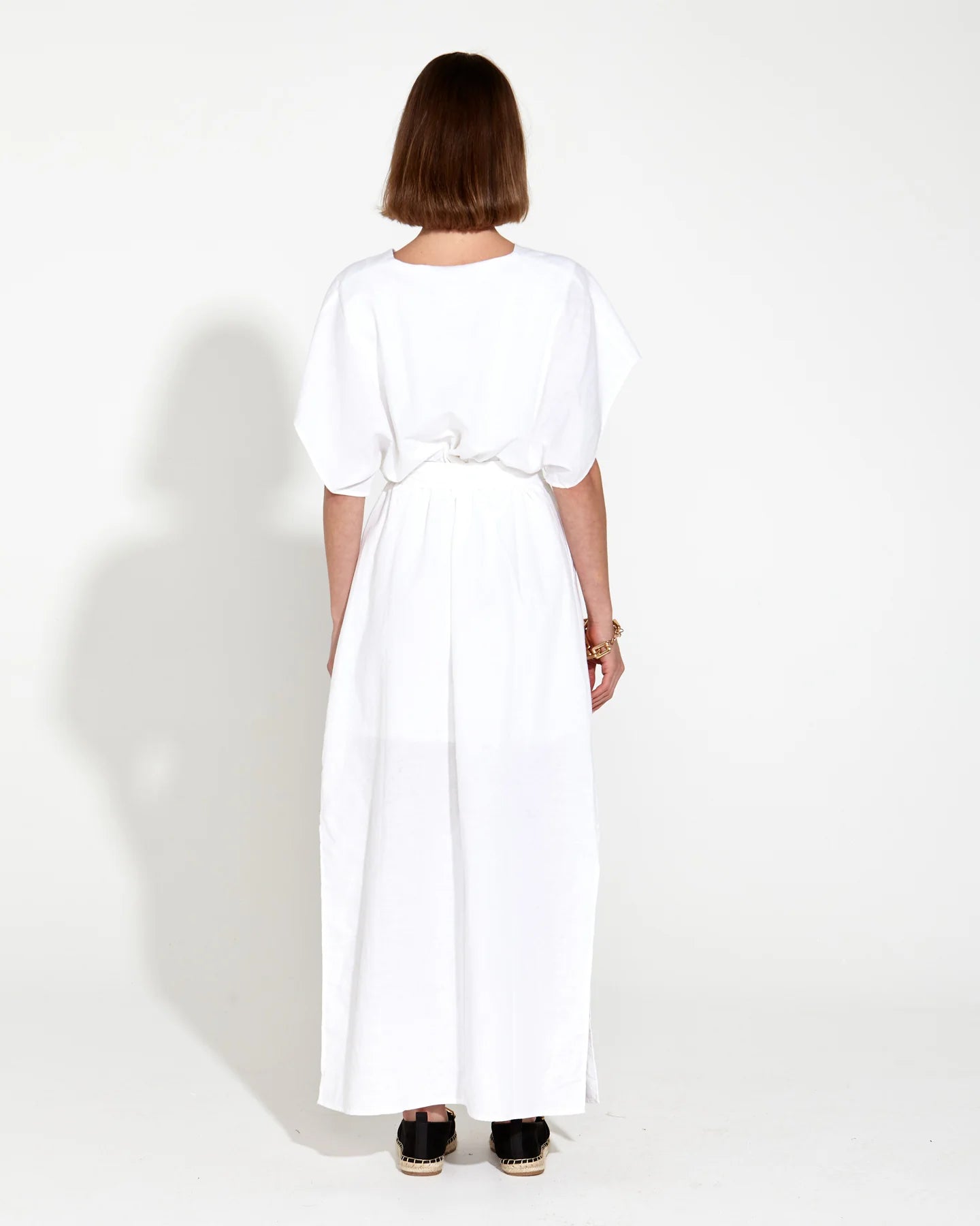 Heritage Linen Maxi Dress White - Fate & Becker