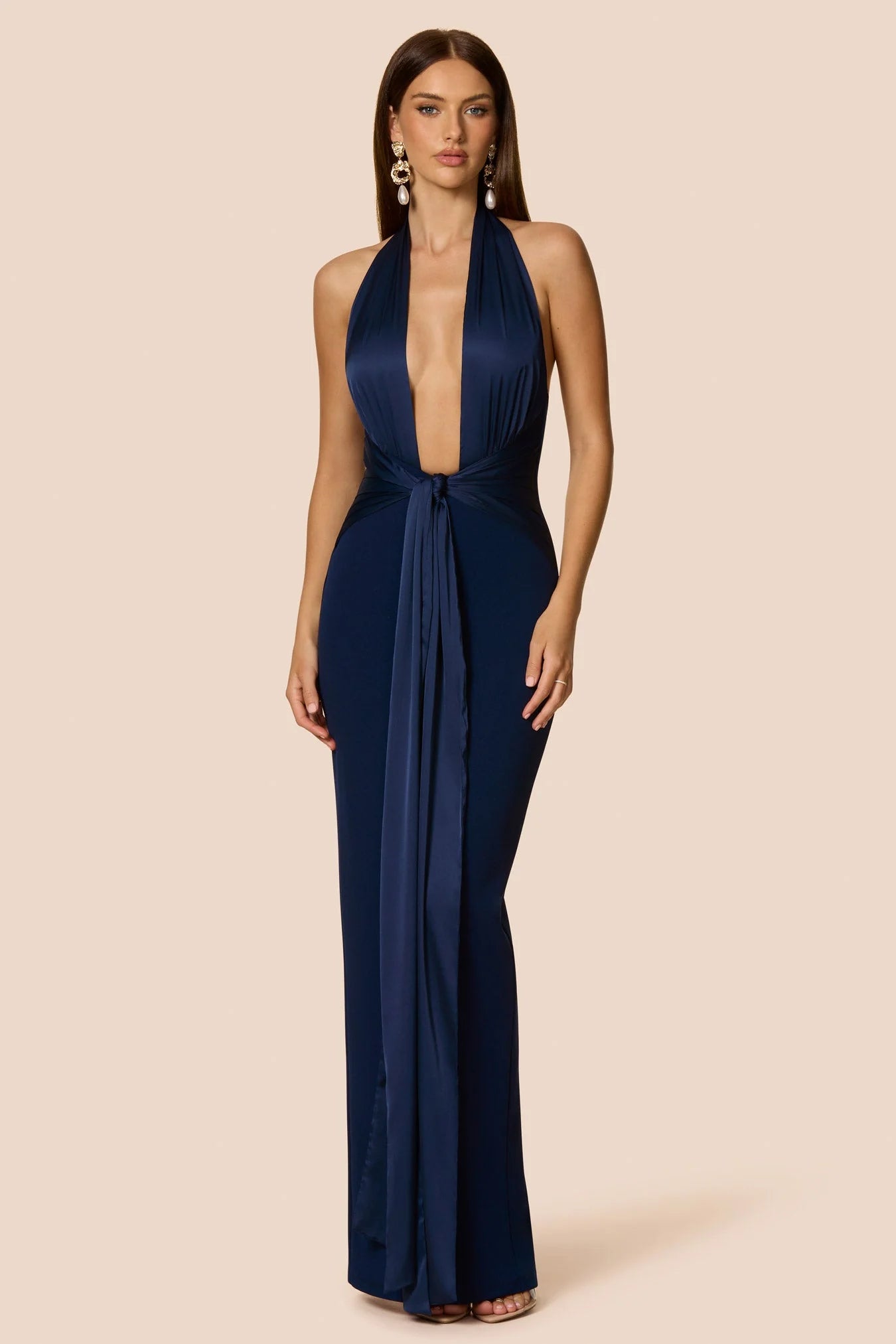 Chiara Halter Gown Navy - Nookie